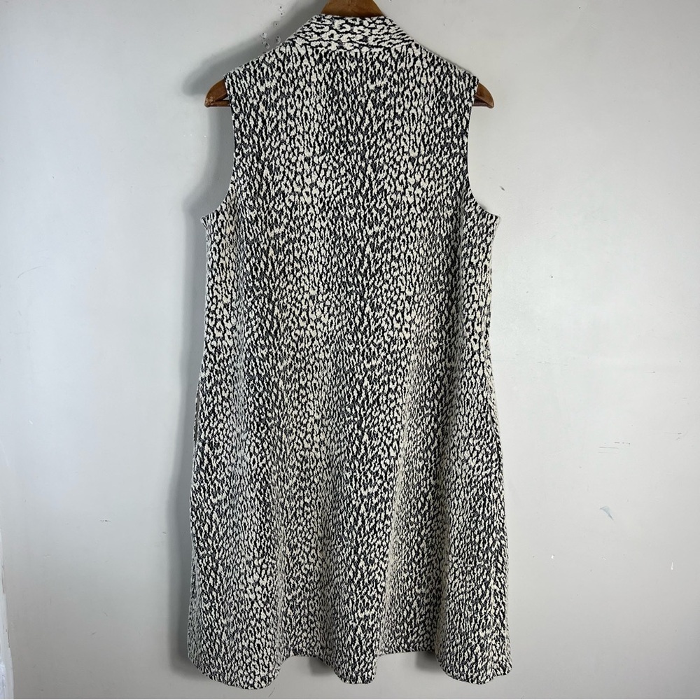 J MCLAUGHLIN XL Swing Dress Black Ivory Jacquard Leopard Print Mock Neck Mod EUC - Picture 6 of 12